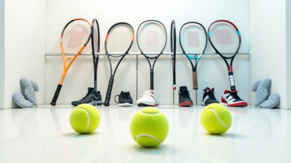 Raquettes et équipements disponibles dans notre boutique de squash
